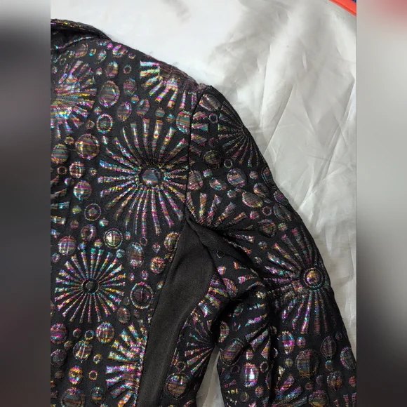Rebecca Minkoff Blazer Jacket Womens 0 Black Base/Iridescent Maximalist Textured - Picture 11 of 15